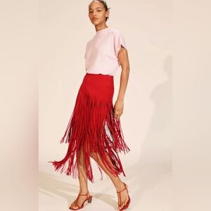 Zara Red Fringe skirt